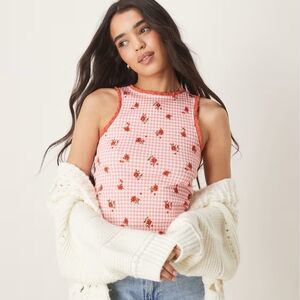 Floral Pink Gingham Women's Top